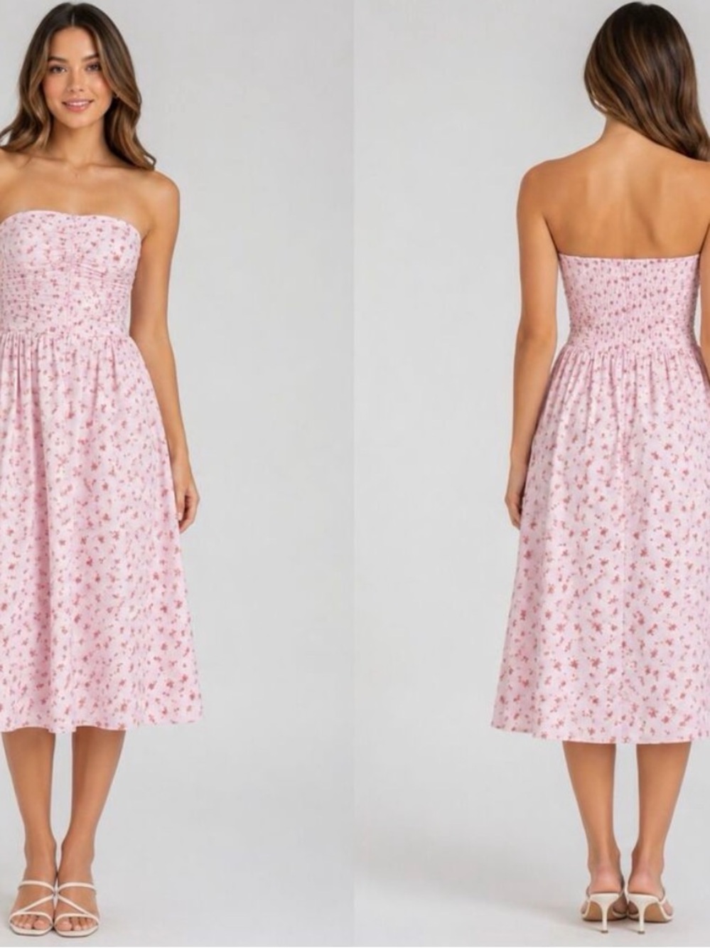 Wild Fable Strapless Pink Floral Midi Dress